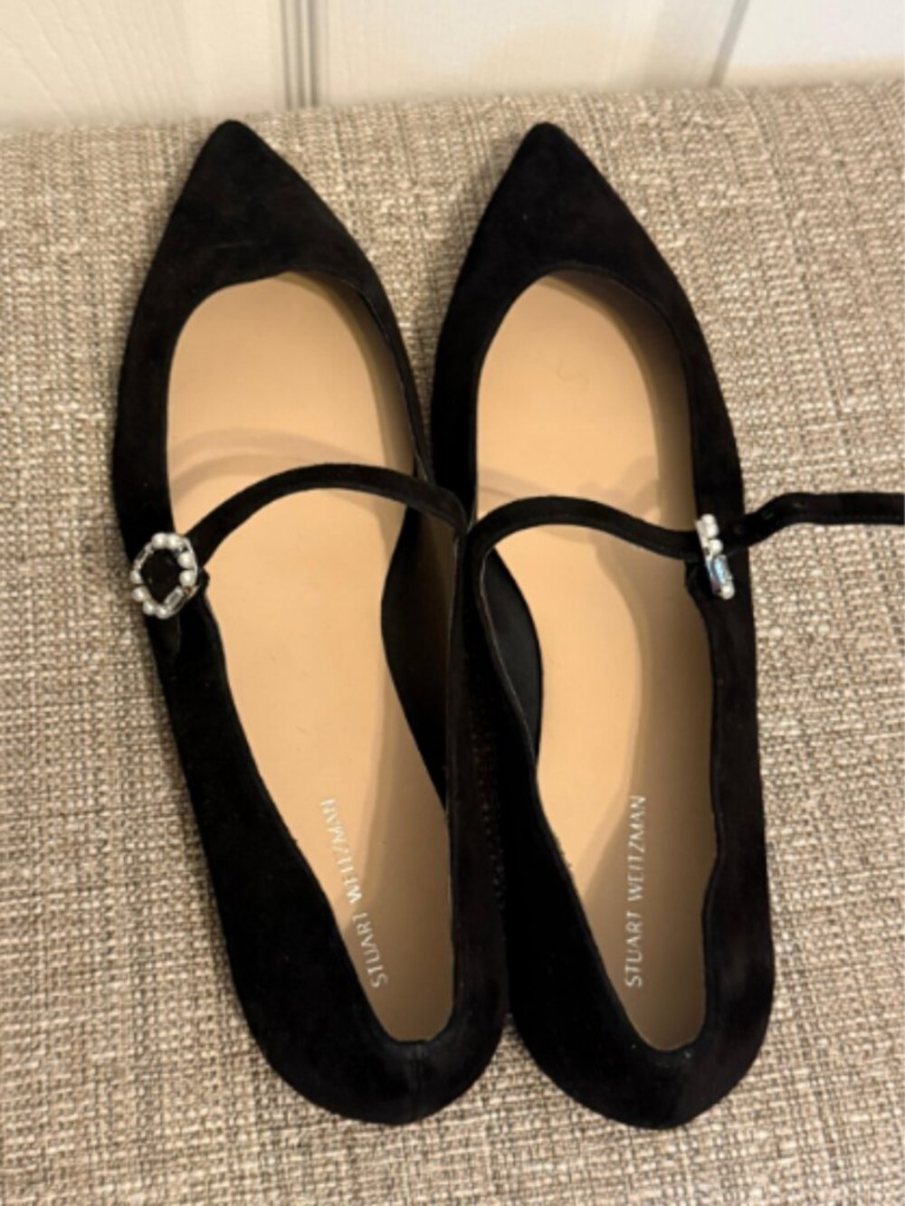 Stuart Weitzman Dazzle Flat MaryJane Shoes Black Women's Size 12